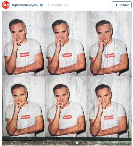 Foto da campanha da Supreme com Morrissey ©Reprodução