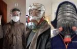 Imagens de máscaras de segurança respiratória homemade que viralizaram nos grupos de WhatsApp
