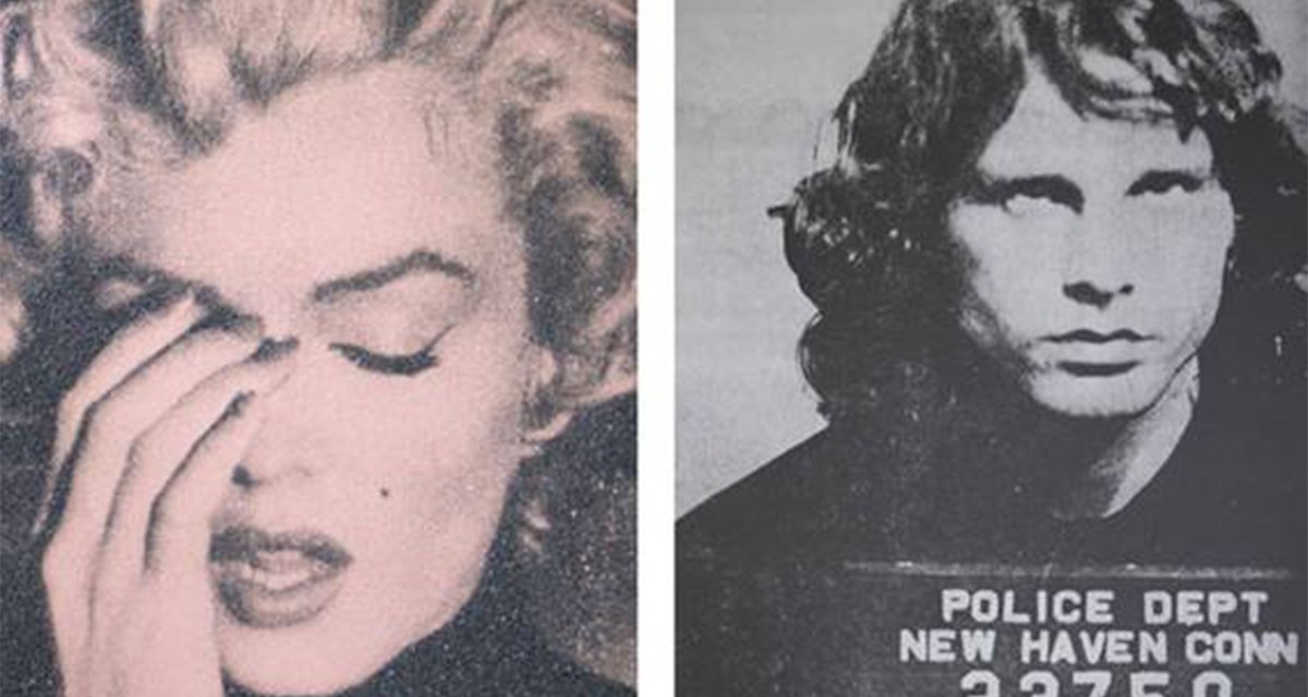 Entre as personalidades da música e do cinema escolhidas por Russell Young estão Marilyn Monroe e Jim Morrison ©Reprodução