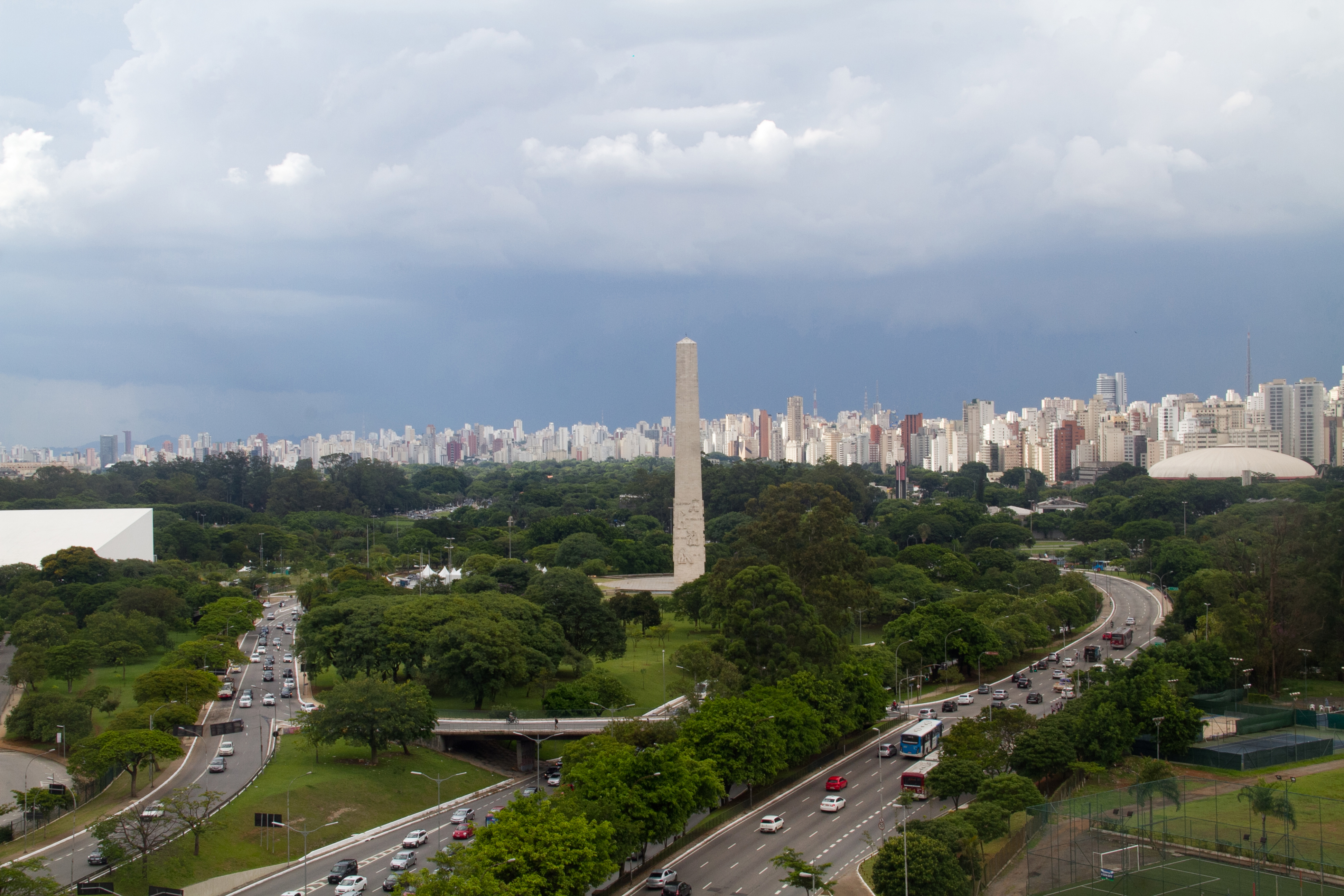 a vista da cobertura do MAC-USP para o Parque do Ibirapuera