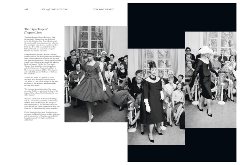 Nas páginas do novo livro, desfile de 1958 em que Dior lançou a silhueta Trapézio ©Reprodução