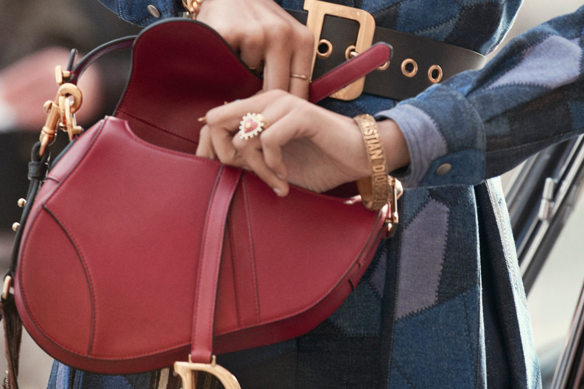 christian dior red saddle bolsa