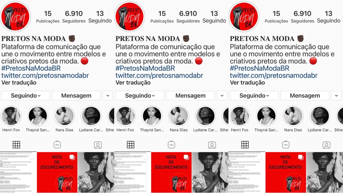 perfil no instagram do pretos na moda