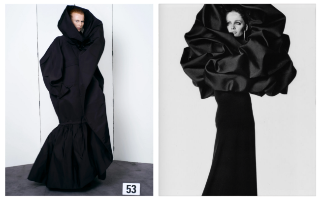 À Esquerda: Balenciaga Fall 21 Couture À Direita: Cristóbal Balenciaga